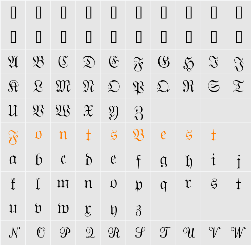 QuantaPiSixSSi Character Map
