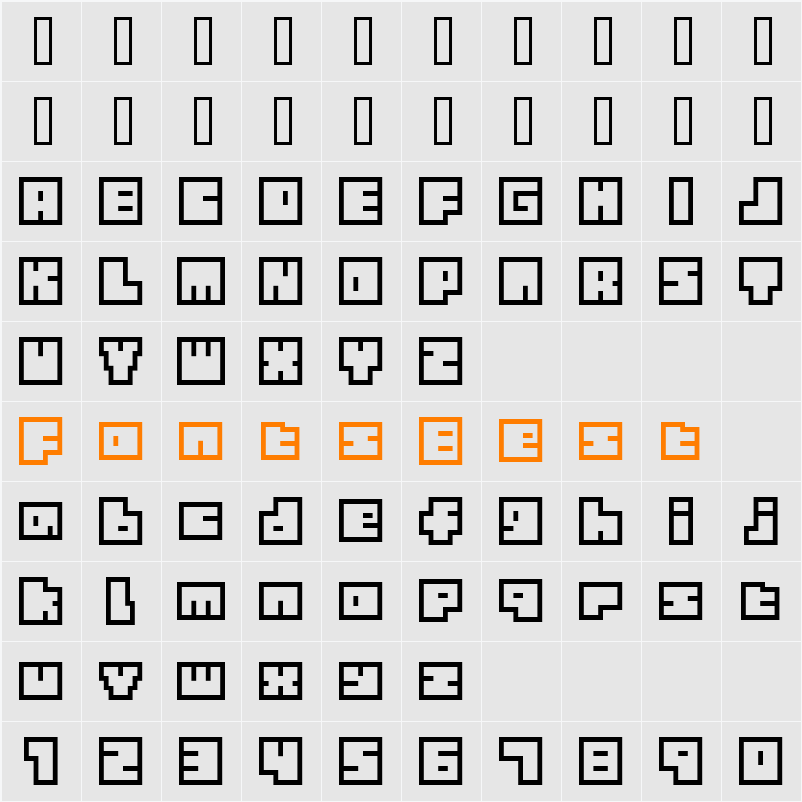 Tiny BoxBitA10 Character Map