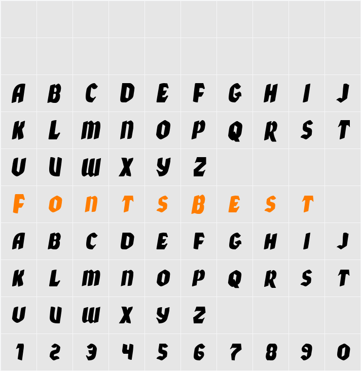 Xmas Xpress Italic Character Map