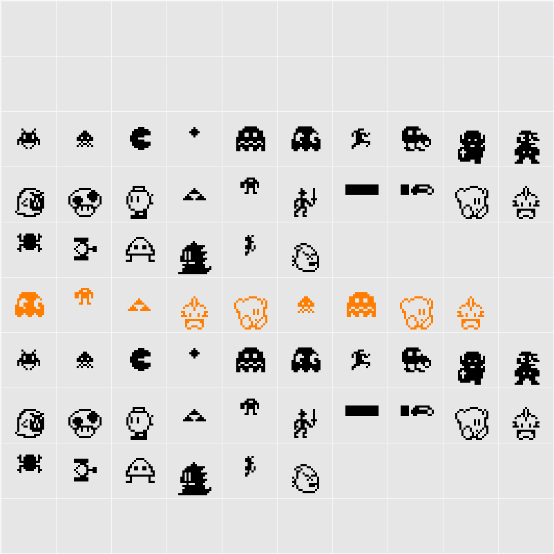 PixelCharas Character Map