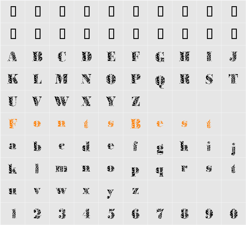 BodoniPlant Character Map
