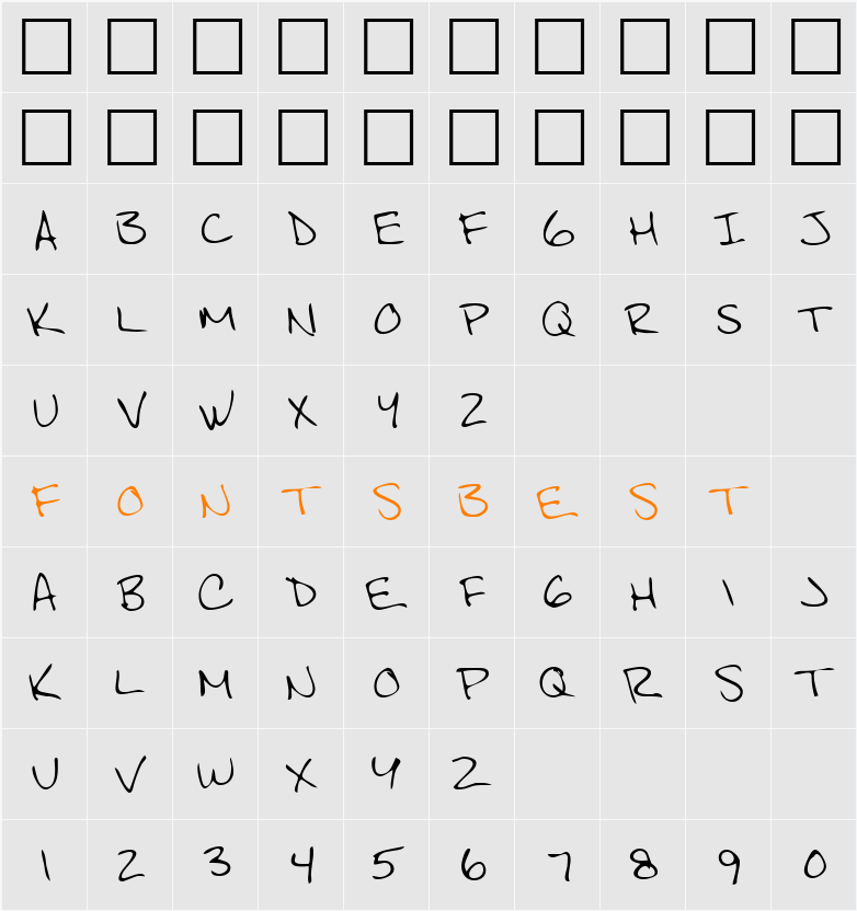 LEHN140 Character Map