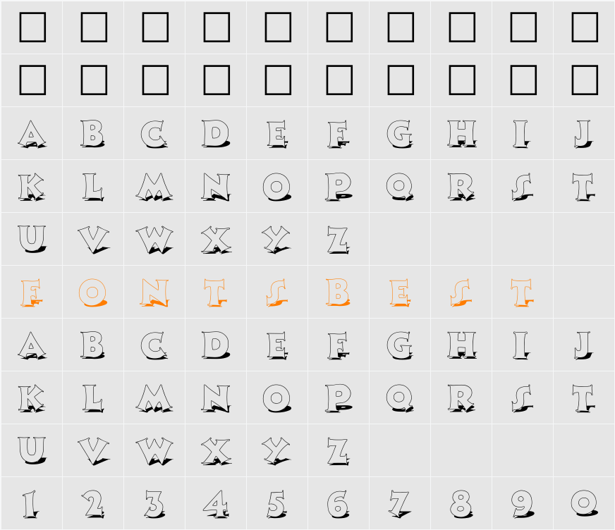 FZ JAZZY 13 SHADOW Character Map