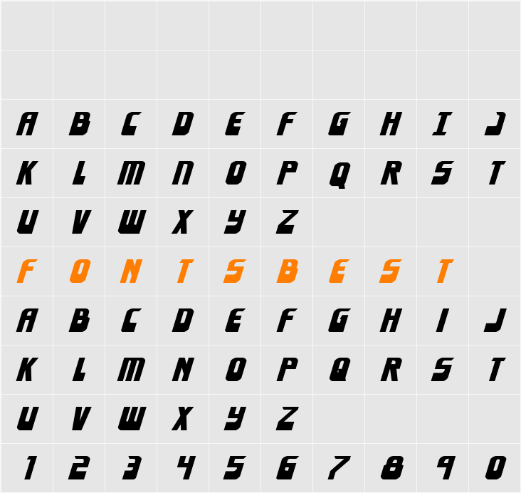 EldebaranExpanded Italic Character Map