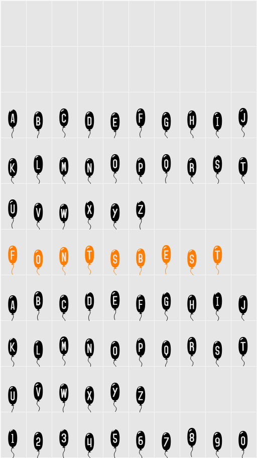 SF Balloons Thin Character Map