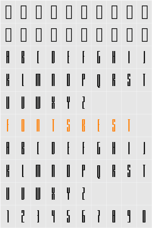 Knifer 200 Character Map