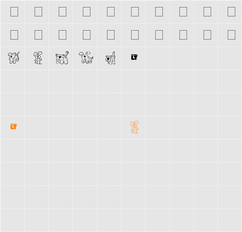 Make Your Own Pets LT Character Map