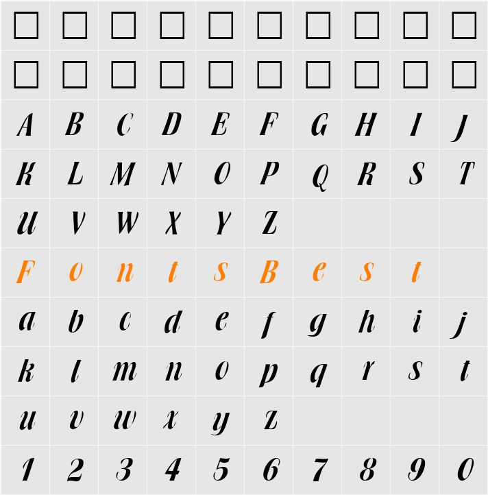 Browning DB Character Map