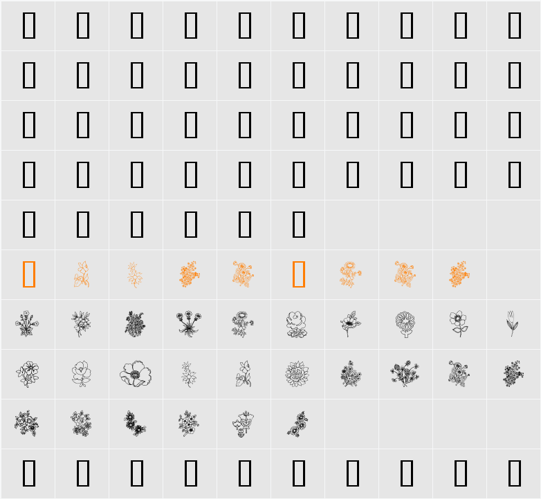 In my garden Character Map