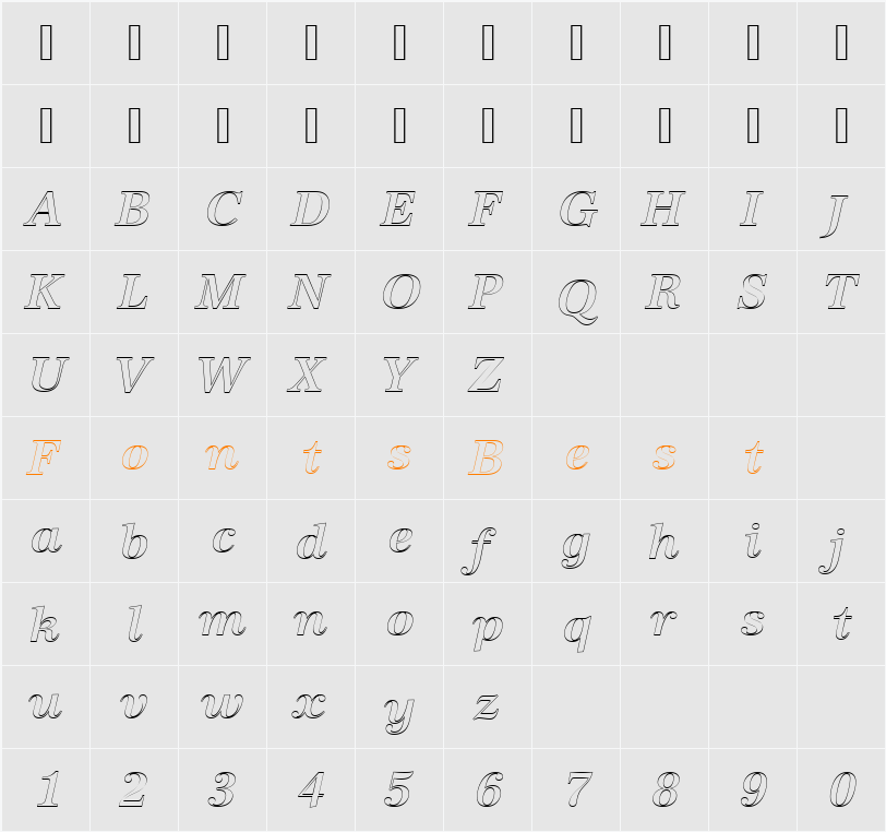 URWAntiquaTMedItaOu1 Character Map