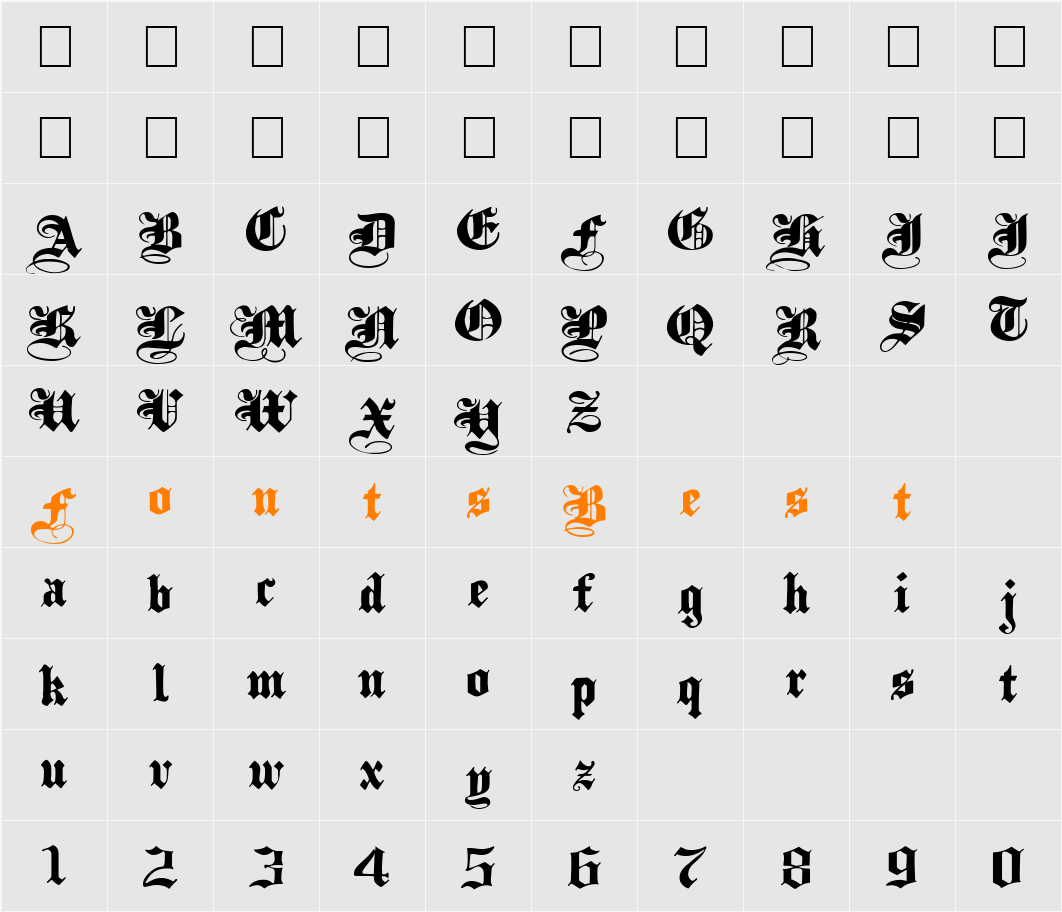 PlainBlackWide Character Map