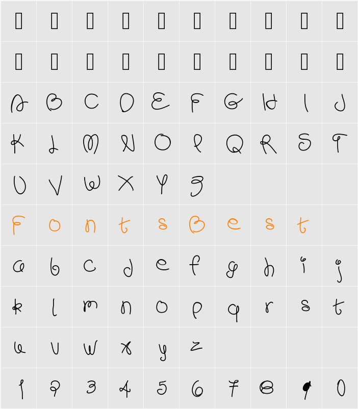 scribb Character Map