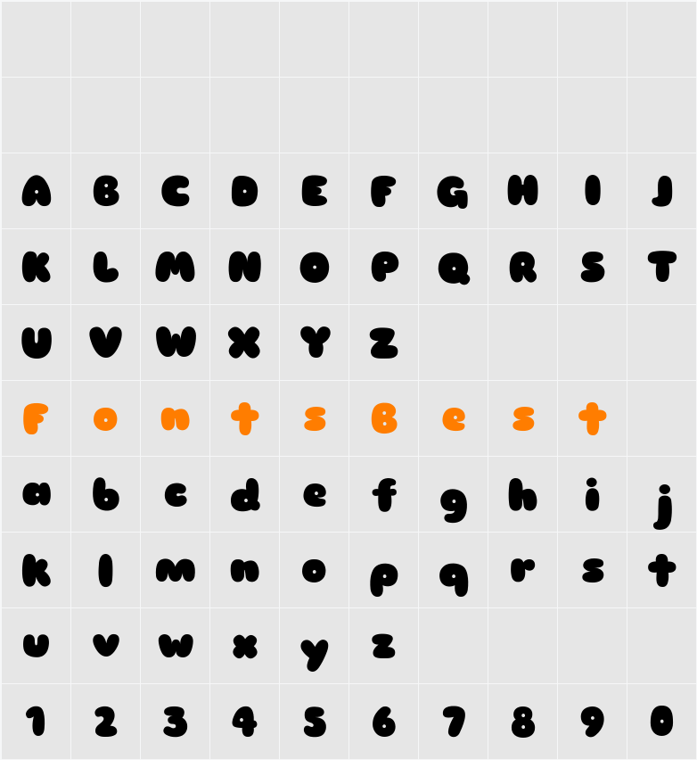 Sniglet Character Map