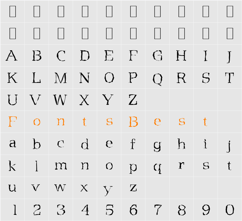 MartinBeckerRandom-Xlight Character Map