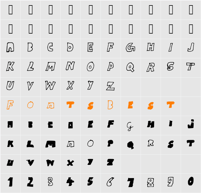 RitviksFont Character Map