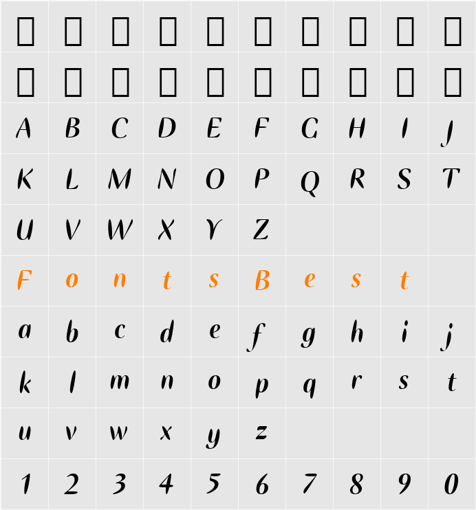 Ellipse ITC TT Character Map