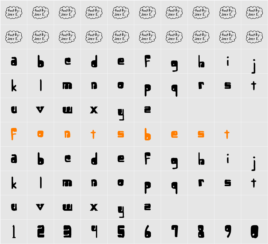 Lower-optic Fibercase Character Map