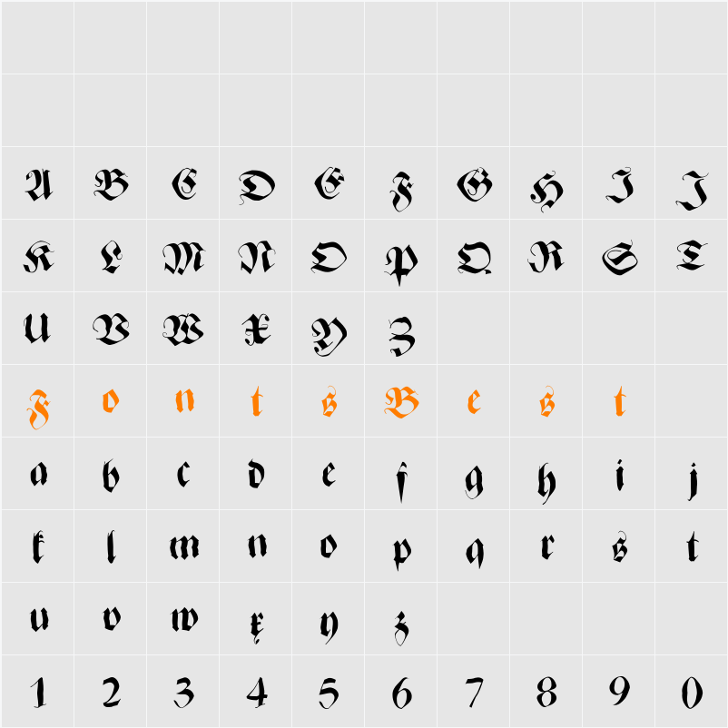 ZenFraxFreestyle Character Map