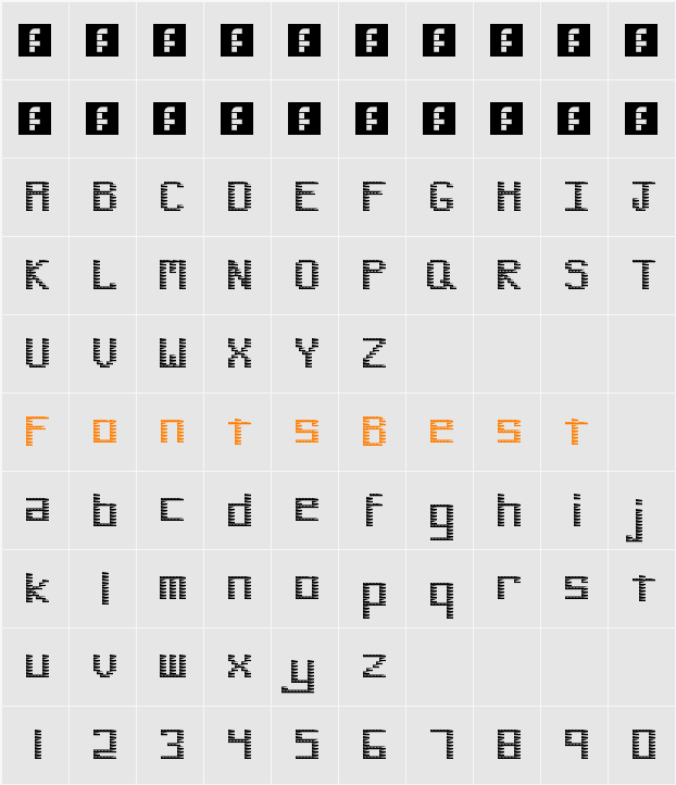 Pinstripe Bitmap Character Map