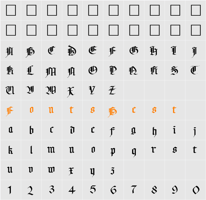 KL Gotic2 DB Character Map