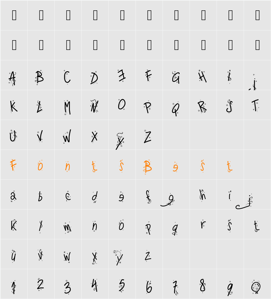 PWHappyNewYear Character Map