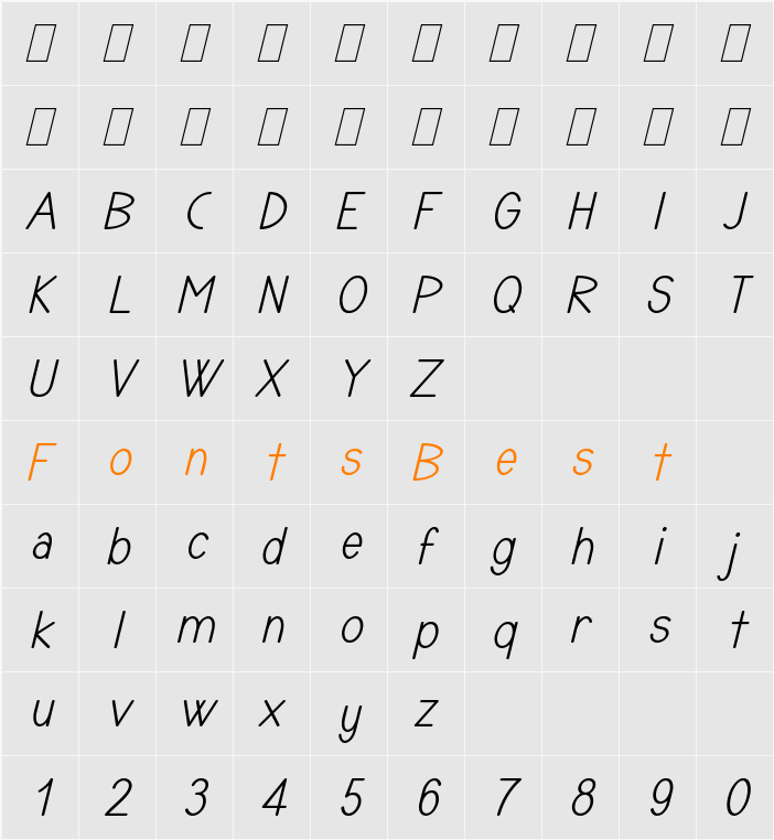 TYPONOME Character Map