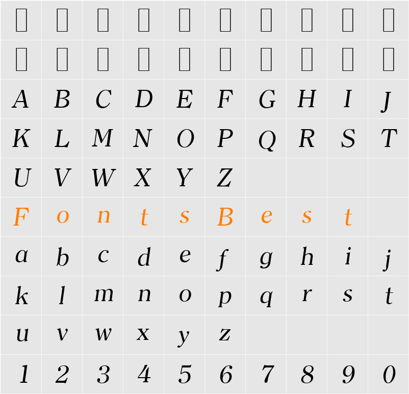 ClearfaceSerial Character Map