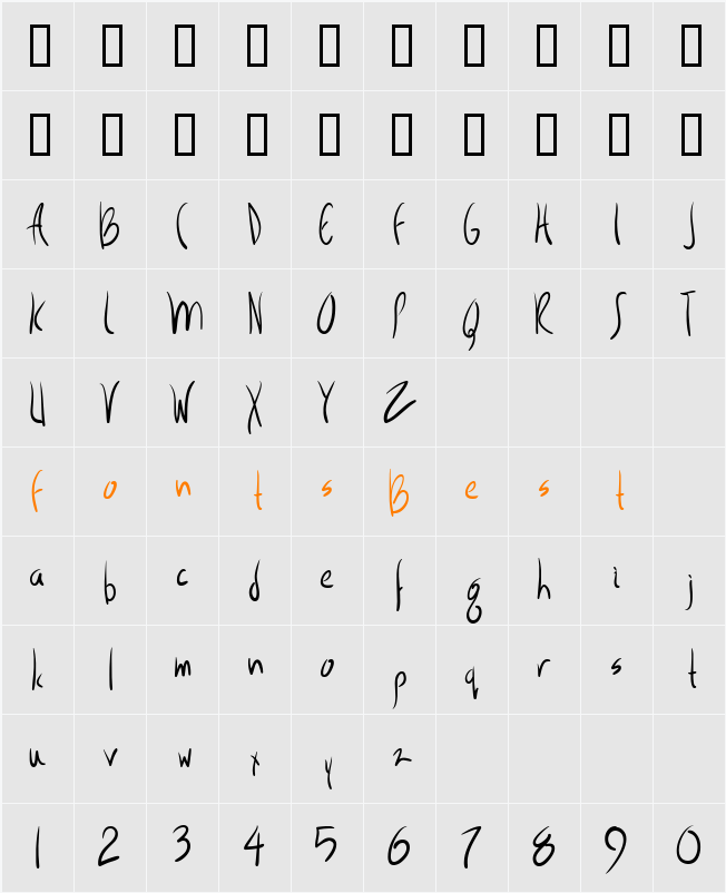 Stingray Lite Character Map