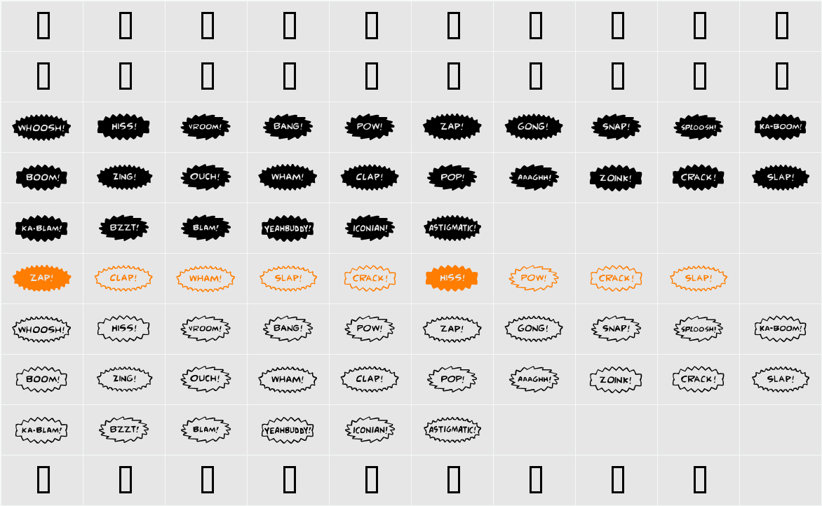 Comic FX Character Map