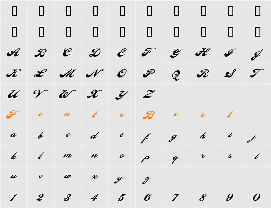 LHFPilsnerRegular Character Map
