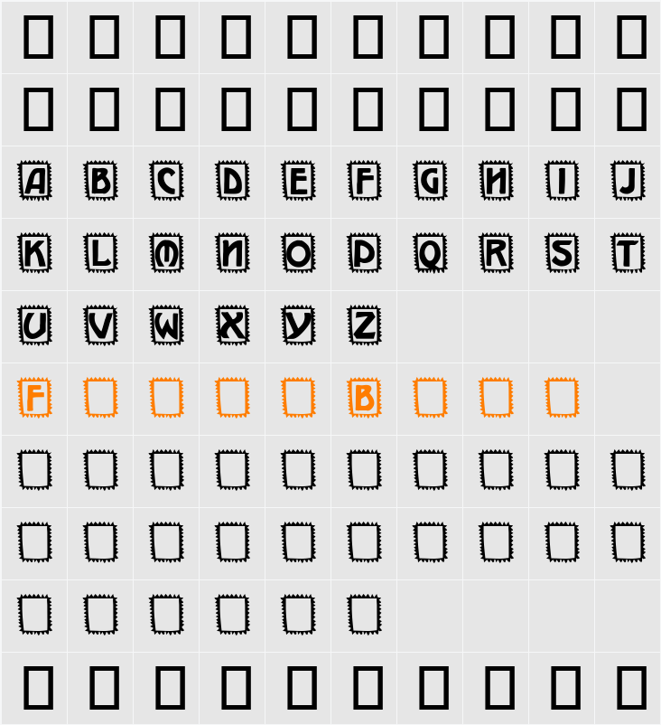 Takker Character Map
