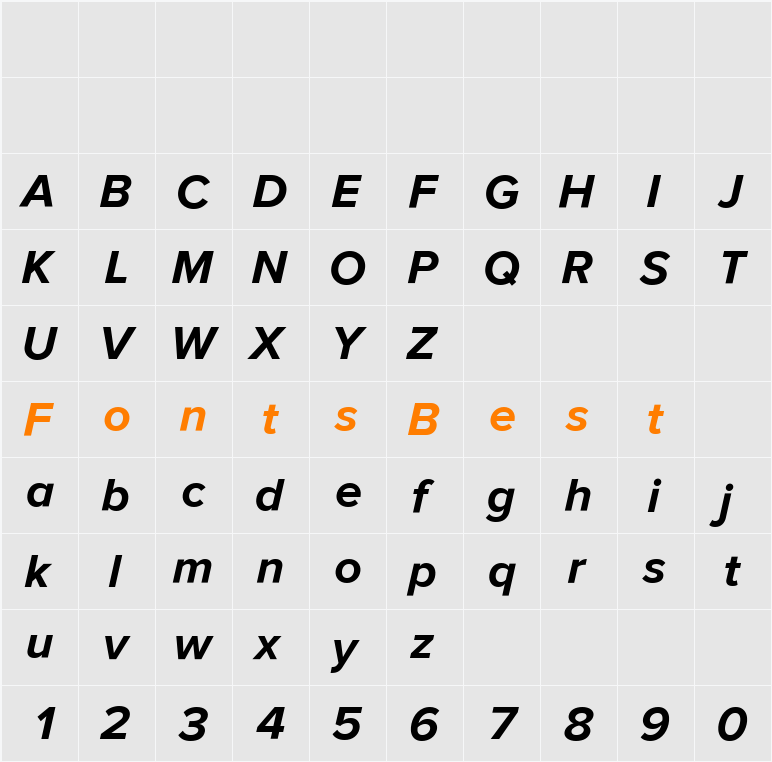 ProximaSansMediumOblique Character Map