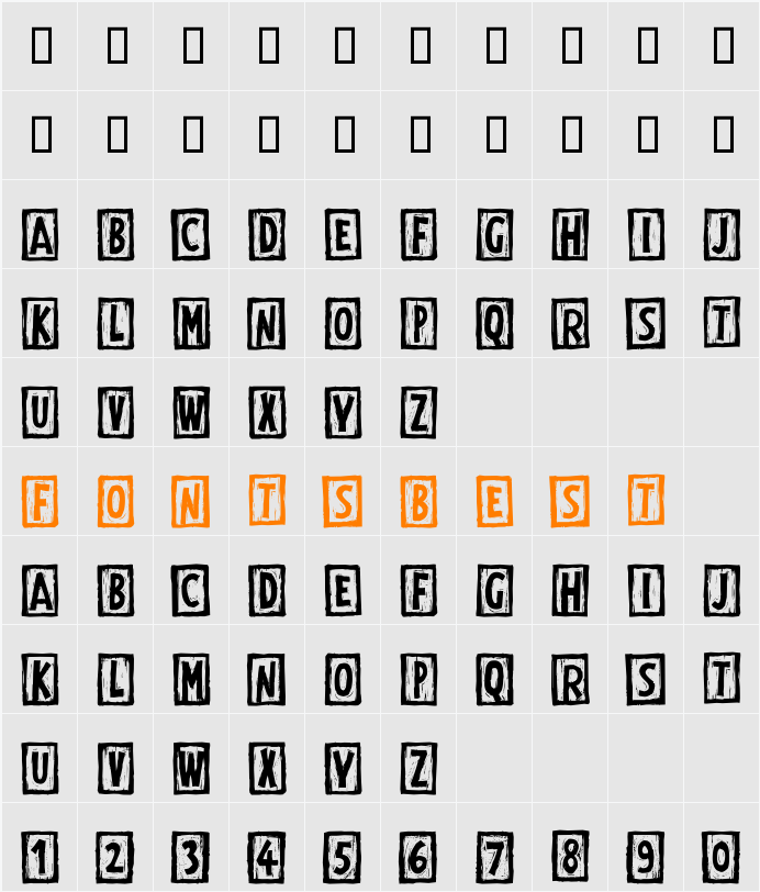 Digital Woodcuts Open ITC TT Character Map