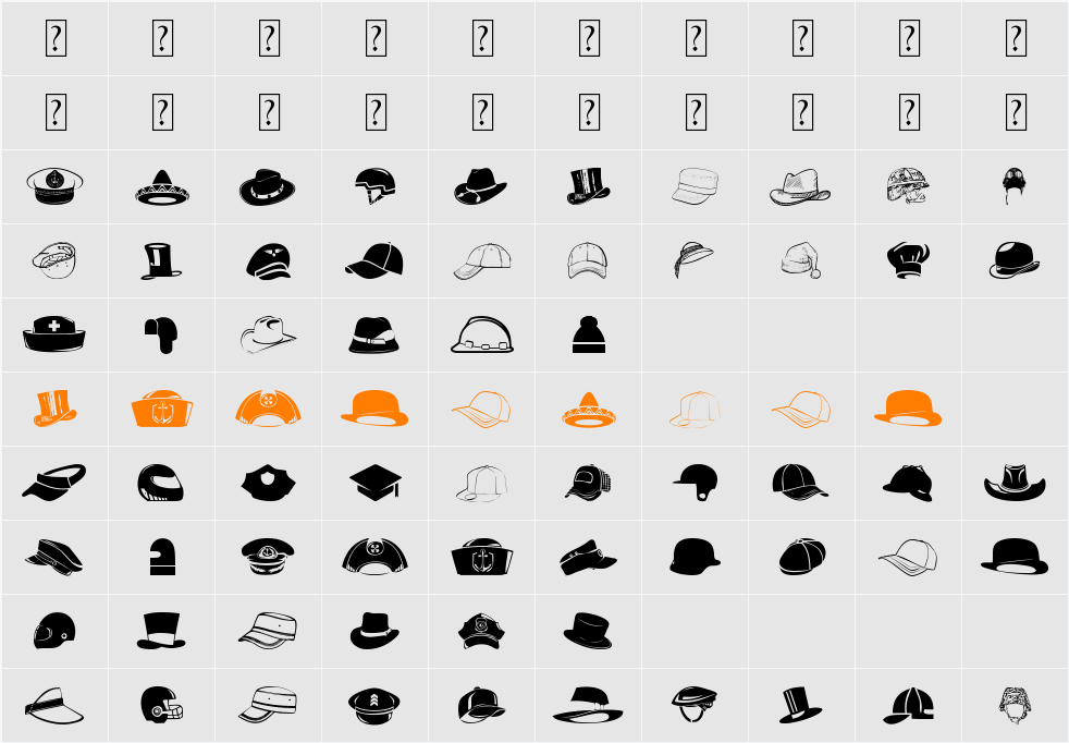 HeadWear Character Map