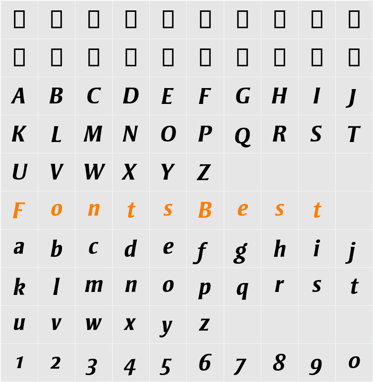 Strayhorn MT SC Character Map