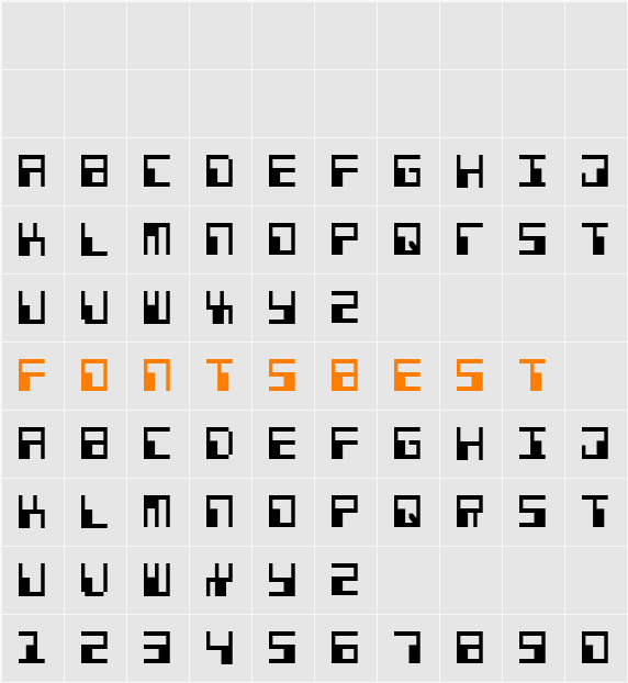 Phaser Bank Condensed Character Map
