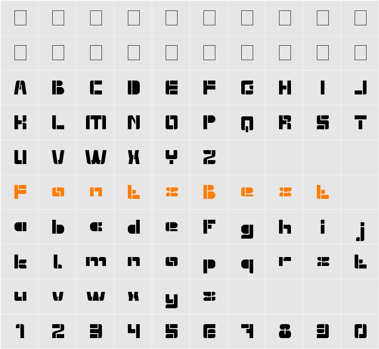 EXTRA MACHINE Character Map