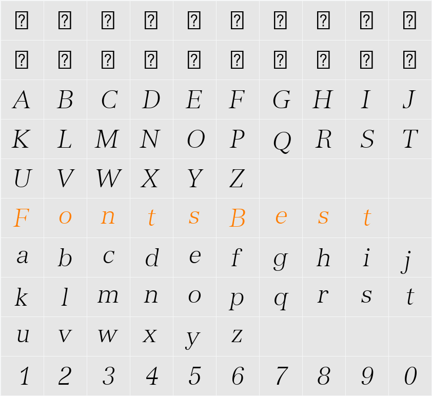 Versailles LT Com Light Italic Character Map