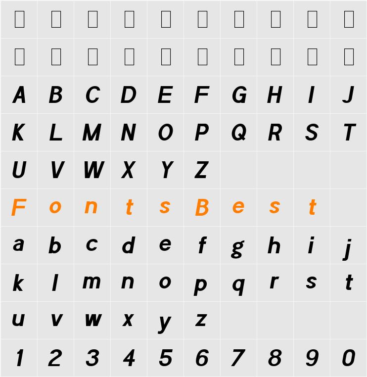 POE Sans Pro Character Map