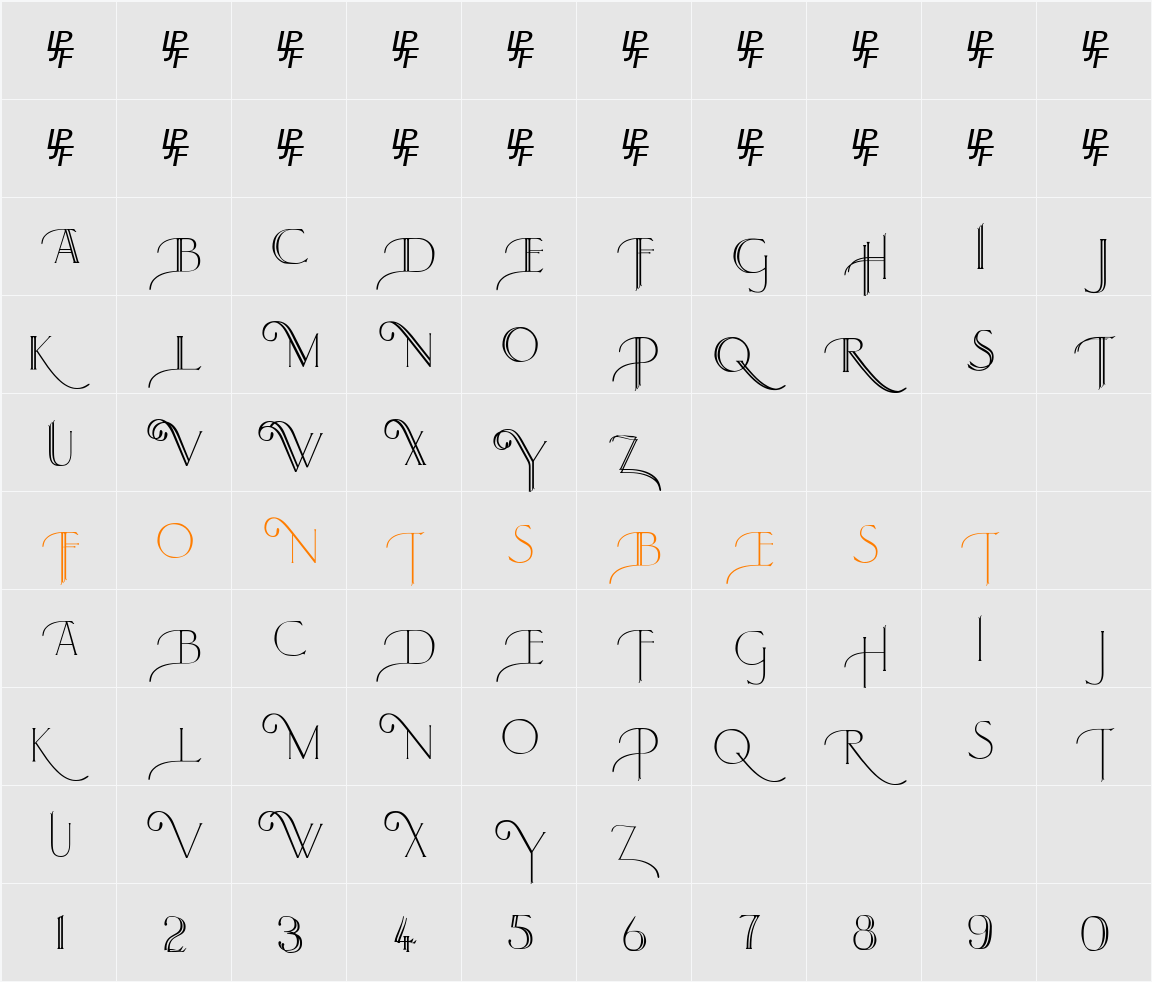 Larkin Capitals Character Map