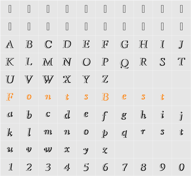 GoudyCatTRegItaRe1 Character Map
