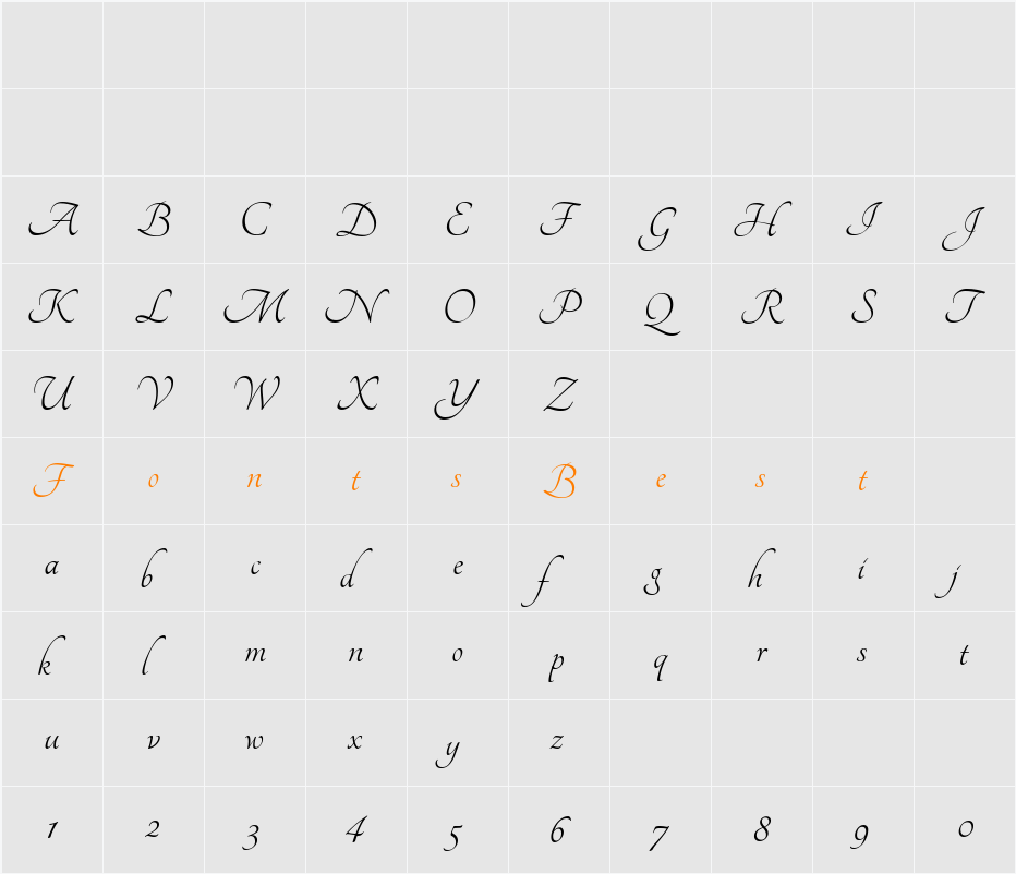 Tangerine Character Map