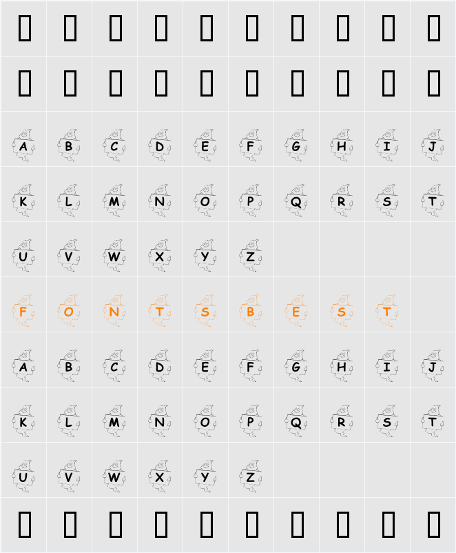 KR Ghostly Message Character Map