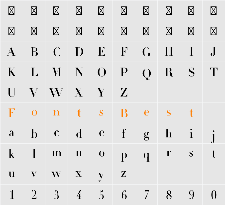 Didot LT Std Headline Character Map