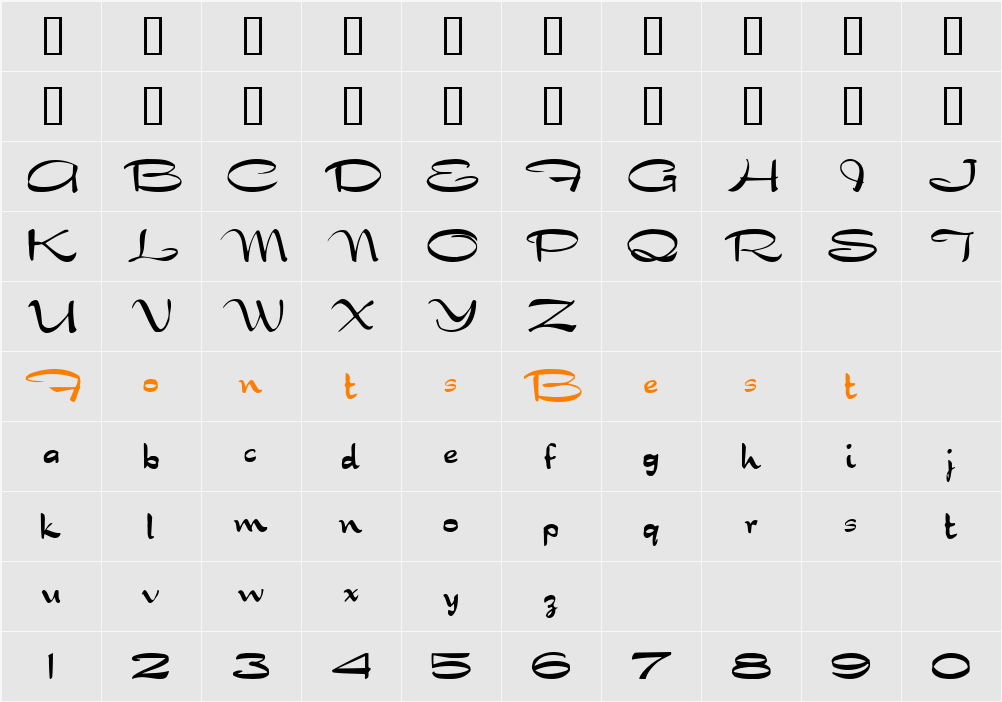 Dragonwyck-Condensed Character Map