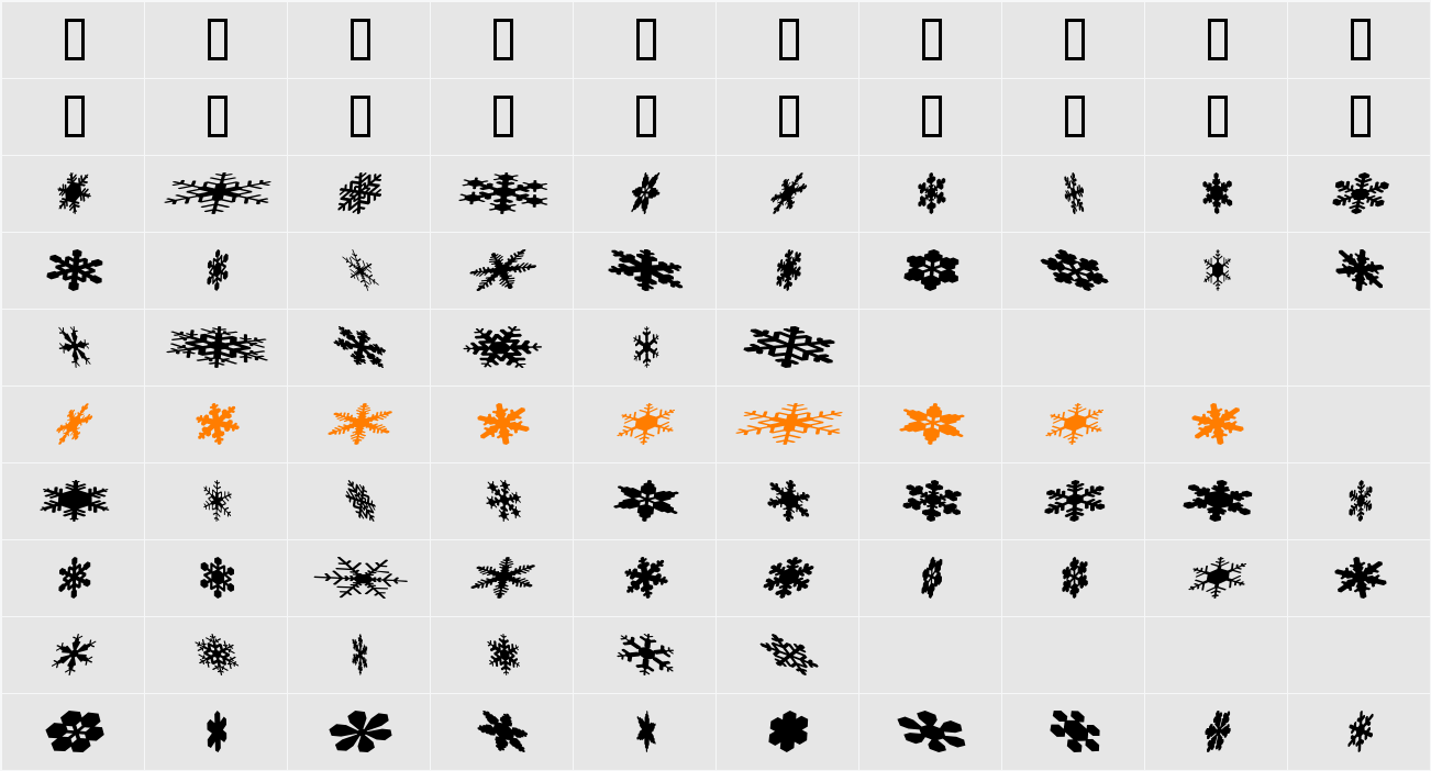 SnowflakesFalling Character Map