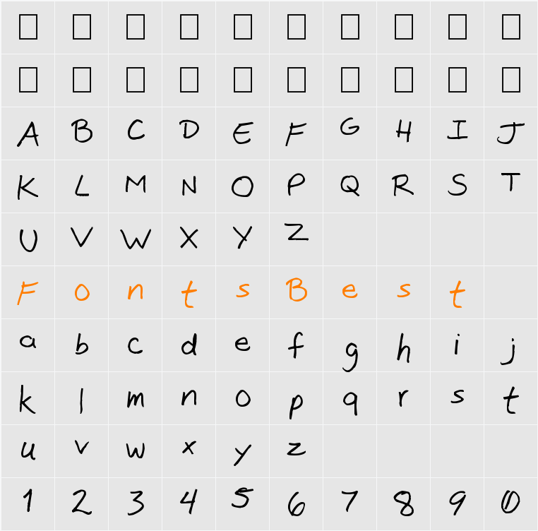Jon Sans Character Map
