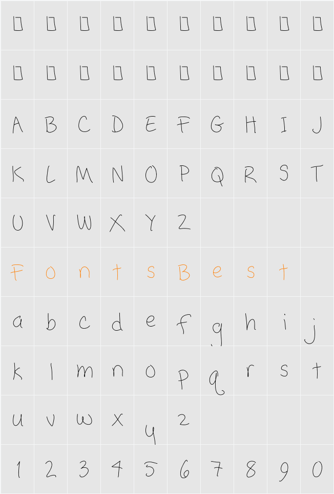 Popcorn Mountain Cond Thin Character Map