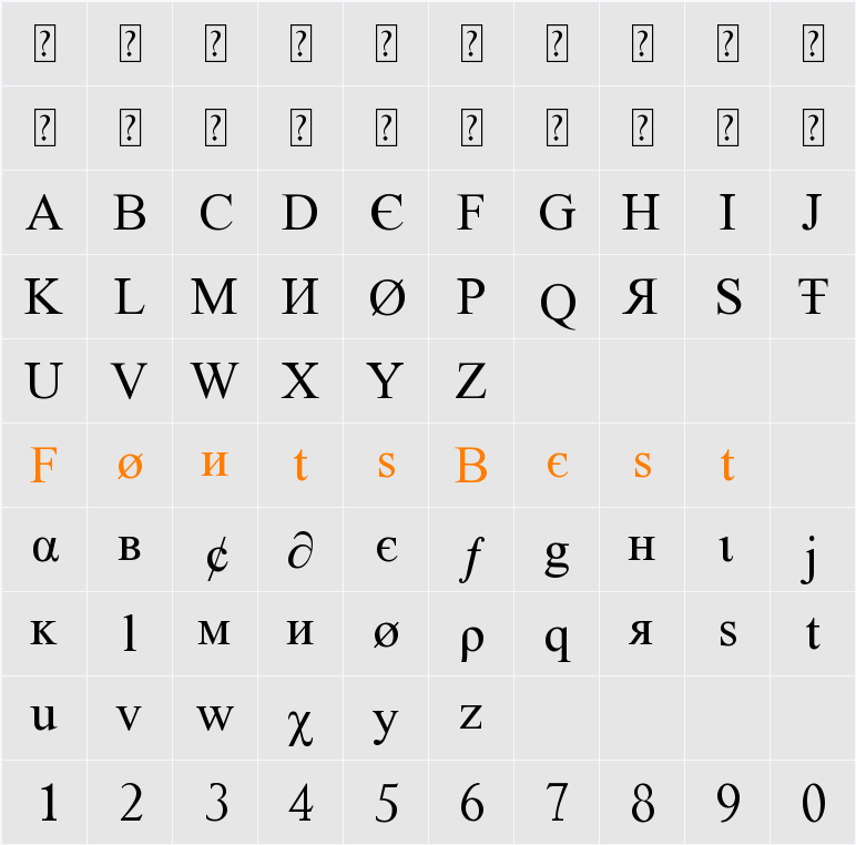 tiboo5font Character Map