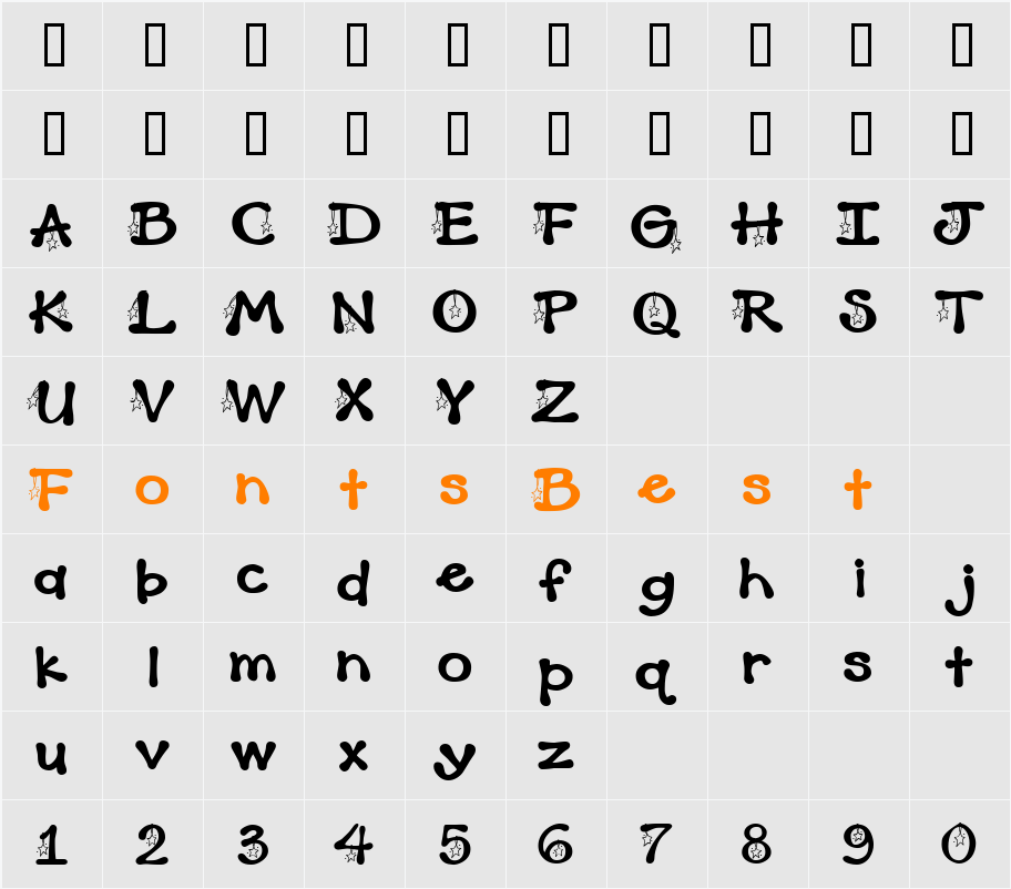 PC Dangle Star Character Map